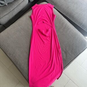 Pink maxi dress with cut out detail